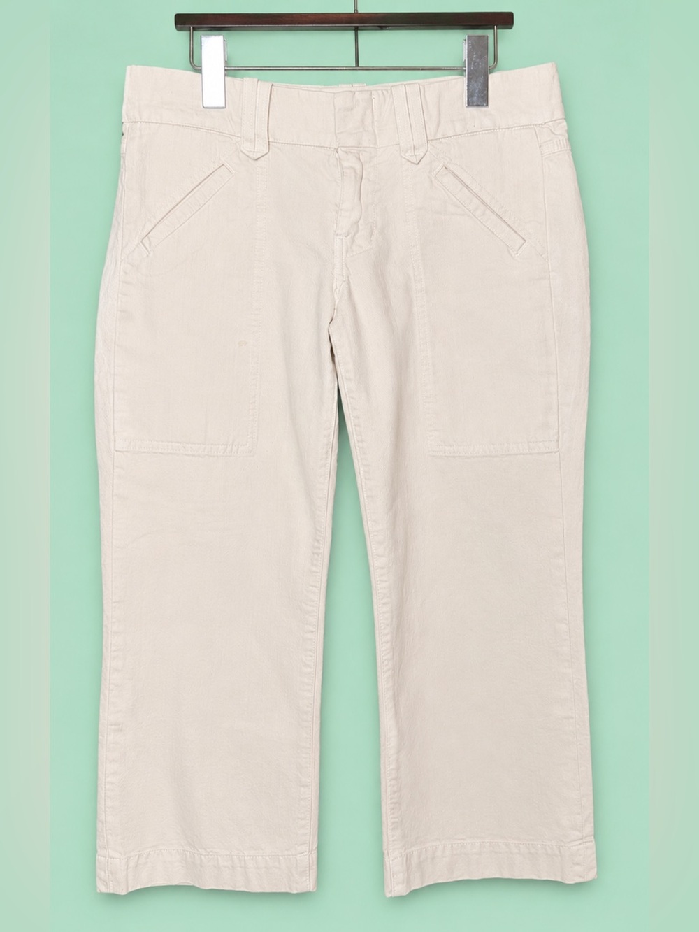 LADIES 7 FOR ALL MANKIND Vintage Cream Capri Utility Pants Jeans - SIZE 27